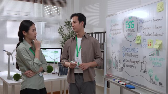 Sustainable Meeting with Model House, Energy Report and ESG Planning for Green Building Design, Efficient Housing, Renewable Power, Collaborative Development and Environmental Strategy