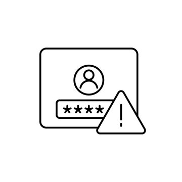 Credential stuffing icon a login field and warning sign