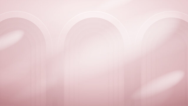 Pale pink vector background with overlapping arch shapes, soft white highlights and luminous reflections, perfect for fashion campaigns, cosmetic packaging, invitations and elegant web design.