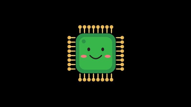 Cute microchip character alpha background with smiling expressions