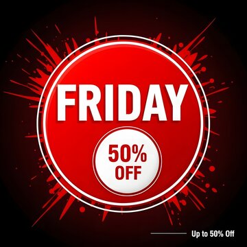 Friday sale with fifty percent off red sign