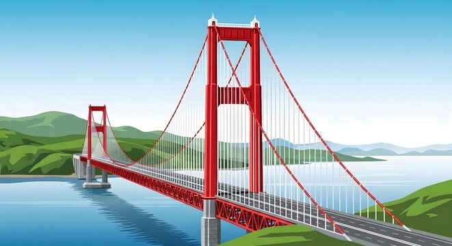 Golden gate bridge with scenic water view