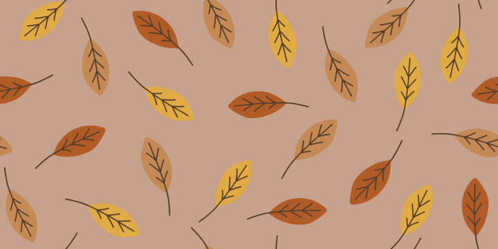 Autumn Leaves Seamless Pattern Background