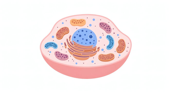 Detailed Illustration Of A Cell With Organelles