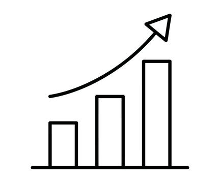 Business growth bar chart graph with upward arrow