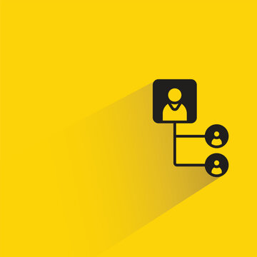 organization chart diagram icon with shadow on yellow background