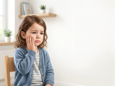 Young girl touching face with thoughtful expression
