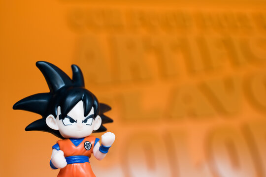 Bangkok, Thailand - September 7, 2026 : Figures of Goku, limited edition by Burger King, Dragon Ball Super Power Up Pack collection.
