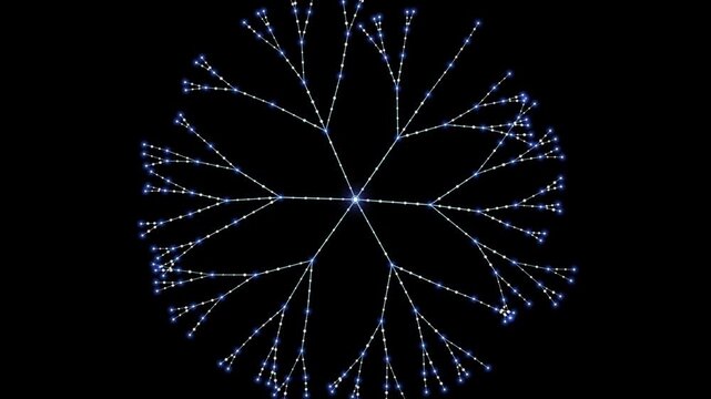 Abstract glowing fractal tree structure on black background