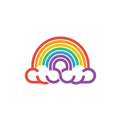 Obraz premium Vibrant Rainbow Arching Over Stylized Clouds
