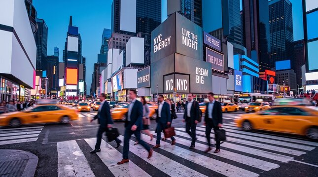 Businessmen Crossing Street in Times Square New York
