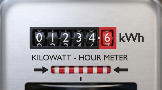 Electricity smart grid monitor displays kilowatt hour meter reading. Renewable energy power. future technology innovation, network system efficiency, management control