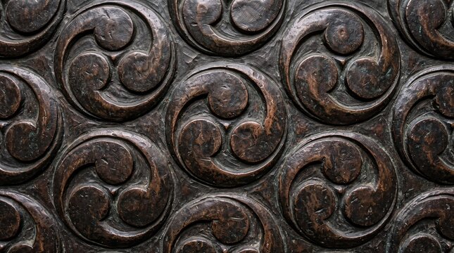 Traditional Japanese Mitsudomoe Pattern Carved in Bronze