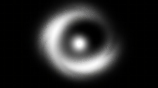 Black and white radial border vignette abstract background with soft fading edges, circular light center, dark outer frame, monochrome gradient texture, dramatic contrast and minimalist design
