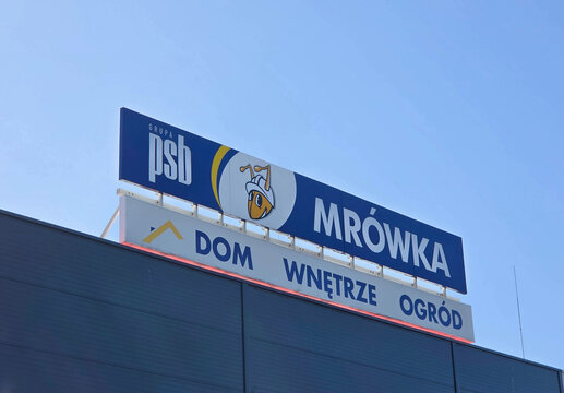 Olawa, Poland- April 28, 2026 PSB Mr&oacute;wka construction store sign
