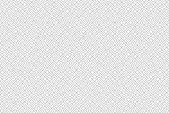 Grey and white intricate geometric labyrinth maze repeating seamless pattern for modern minimalist backgrounds