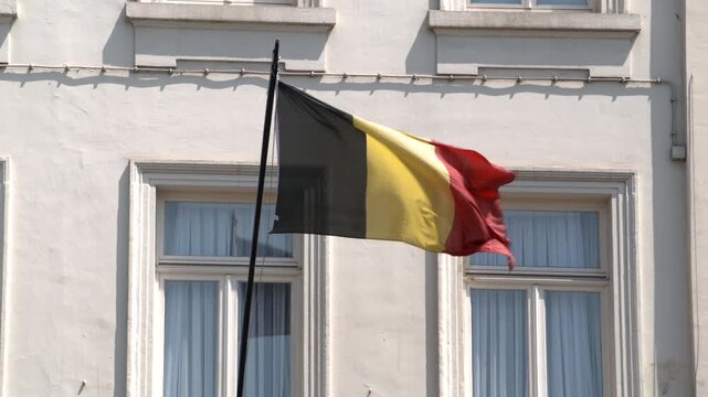 Belgian flag waving in the wind