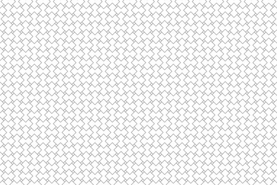 Minimalist grey and white interlocking cross houndstooth geometric tile line art seamless pattern