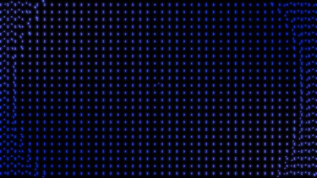 Abstract blue LED dot matrix circle loop background, cyber digital glowing screen