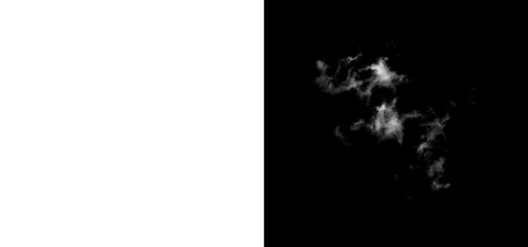 White cloud PNG with black background preview and transparent version for realistic sky scenes, atmospheric compositions and photo editing.