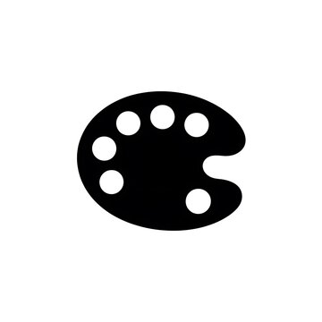 Black paint palette icon for art and design