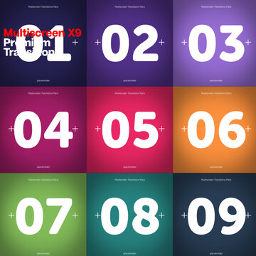 Premium Transitions Multiscreen X9 10 Variations SQUARE &ndash; Nine Screen Transitions, Multi Video Split Screen Layouts and Dynamic Grid Panel Effects for Professional Video Editing