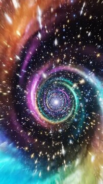 Abstract galaxy spiral with bright stars and light trails