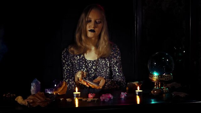 Mysterious Encounters: A Halloween Witch's Secrets Unveiled Through Crystal Gazing and Spellbinding Rituals