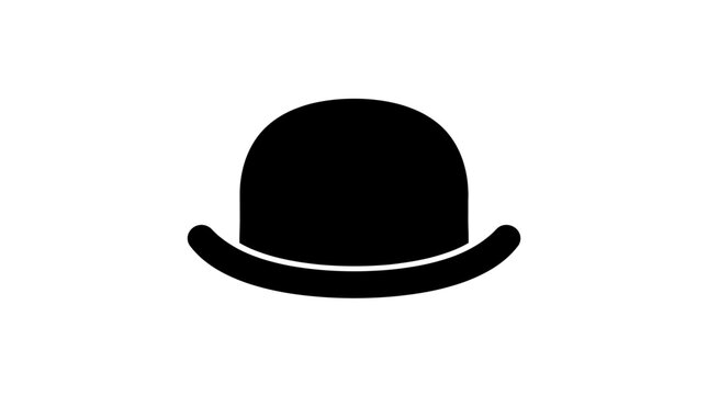 Black bowler hat silhouette against a white background