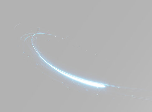 Futuristic blue orbit made of bright circular streaks and fine flowing lines in motion png