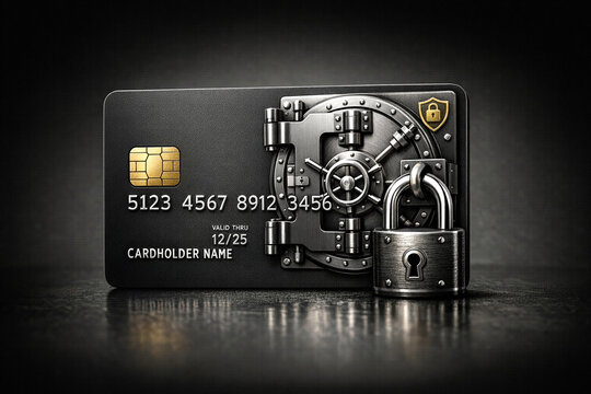 Modified credit card with metal frame and multiple locks