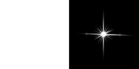 Fototapeta premium Glowing white starlight vector element features radiant lens flare rays for cinematic space and magical design projects.
