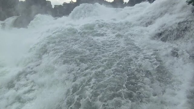 Waterfall rheinfall cold water stream fall Rhine river Power of Nature.