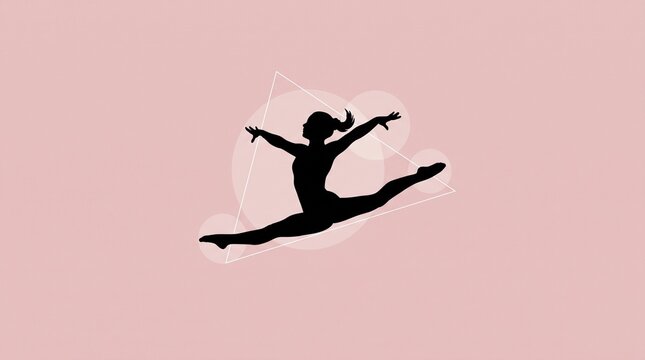 Graceful Gymnast Split Jump Silhouette