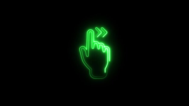Green neon hand cursor clicking animation for digital interface