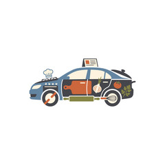 Fototapeta premium Creative Taxi Car Illustration with Automotive Service and Transportation Concept