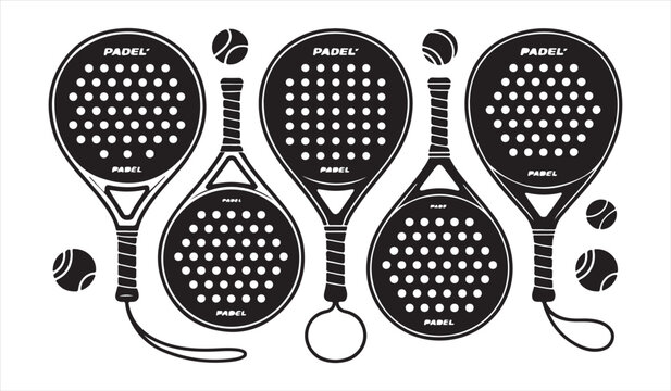 Collection of Tennis Badminton and Sports Racket Silhouettes