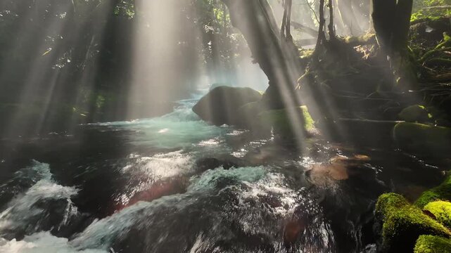 夏の立岩水源　阿蘇