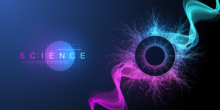 Quantum computer technology concept. Artificial intelligence. Big data algorithms visualization for business, science, technology, fintech, blockchain, digital innovation. Quantum vector illustration