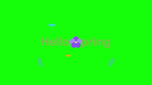 Hello spring seasonal greeting animation with colorful flower motion footage