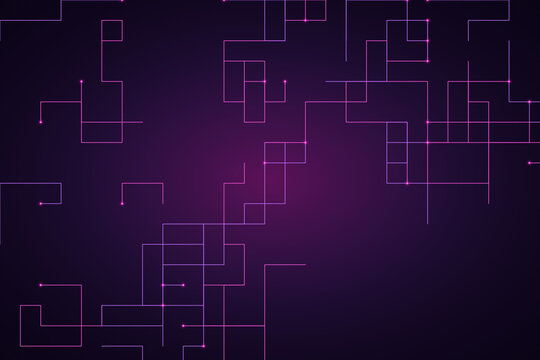 Abstract digital network connection background with glowing purple lines and nodes forming a grid pattern transparent background