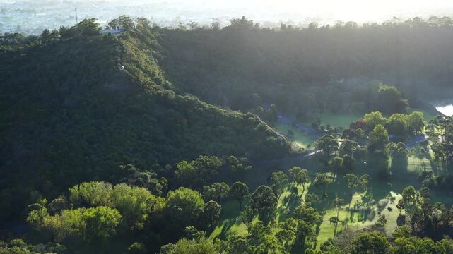 Blue Lake at dawn in Mount Gambier, South Australia, with a dim twilight sky before sunrise