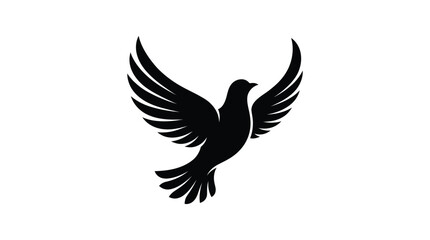 Fototapeta premium Bird with outstretched wings appears as a black silhouette on transparent background