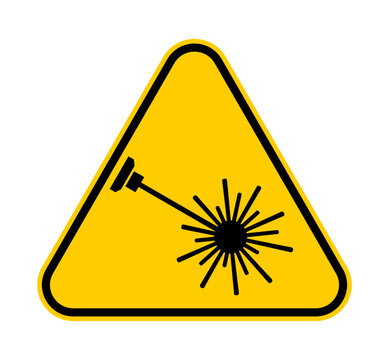 Laser radiation warning sign icon with laser beam hazard symbol. Industrial Safety sign for laser equipment, radiation protection and workplace safety