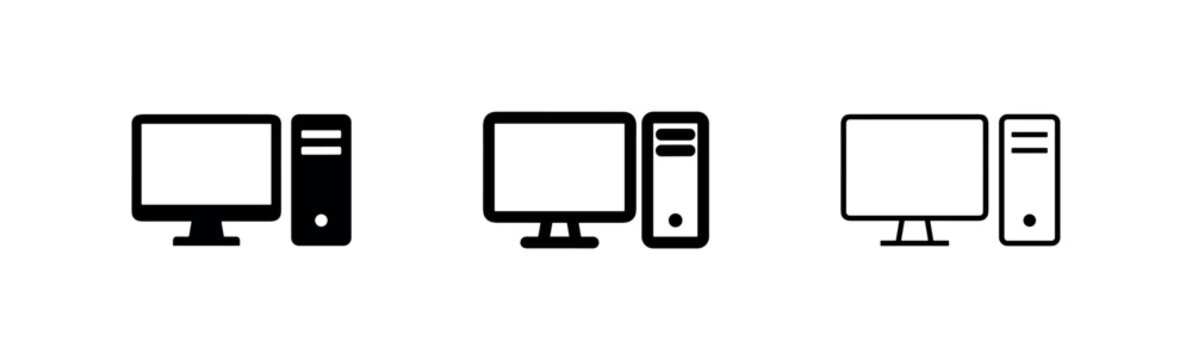 Desktop pc workstation icon set