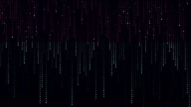 Digital Matrix Pattern Featuring Glowing Cyan And Purple Dots On Transparent Background