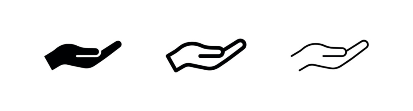 Offering hand gesture and help icon set