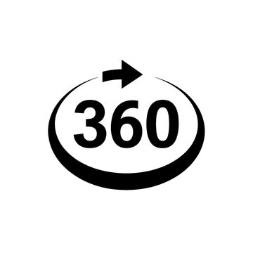 Black 360 degree rotation icon with arrow