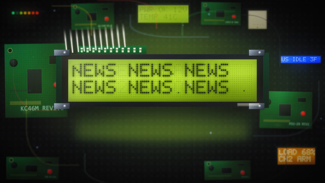 Vintage Retro Electronic Circuit Board LCD News Ticker Animation Loop