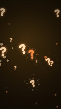 Floating Glowing Question Marks Vertical Quiz Background Loop